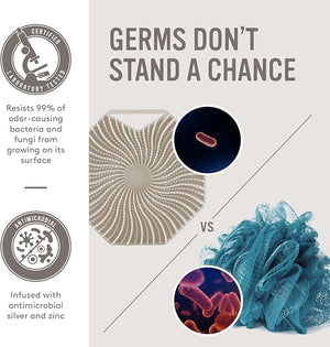 Sud Scrub¢ç Antimicrobial Silicone Body Scrubber, Exfoliating Body Scrubber for Sensitive Skin, Eco Friendly Shower Scrubber for Body, Silicone Body Brush for Showering, Clay