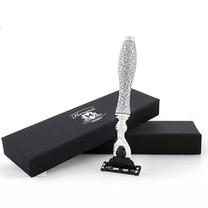 3 Edge Shaving Razor Handmade Silver Antique Design Handle Beard and Mustache Safety Razor For Men Perfect Shave