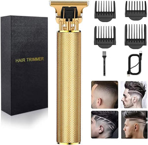 Hair Clippers for Mens Zero Gapped Cordless Hair Trimmer T-Blade Trimmer Professional Haircut &amp Grooming Kit Rechargeable Edgers Clippers Hair Trimmer Shaver Cutting Kit with LCD Display (Gold)