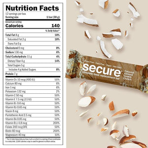 ANDREW LESSMAN Secure Complete Meal Replacement Bars - Coconut Almond Cookie Crunch - 24 ct box - 7g Protein Bars. 11 Vitamins plus Inulin Fiber. Low Calorie. Gluten and Dairy-Free Vegan Non-GMO