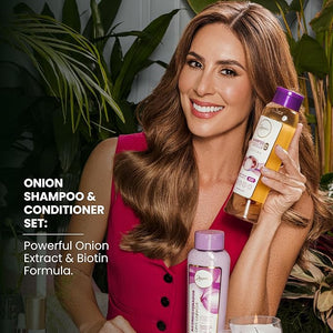 Anyeluz Onion Shampoo and Conditioner Set ? Enriched with Onion Extract and Biotin Cleanses and Reduces Oiliness Strengthens and Revitalizes Suitable for All Hair Types