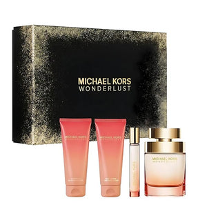 Michael Kors Wonderlust for Women 4 Pieces Gift Set (3.4 Ounce Eau de Parfum Spray +3.4 Ounce Body Lotion +3.4 Ounce Shower Gel + 0.3 Ounce Eau de Parfum Spray)