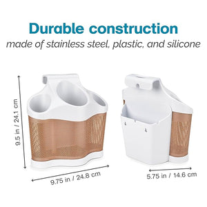 Polder Style Station Tool Organizer for Hair Dryer Curling Iron and Straightener Easy-to-Store Hair Styling Station White and Copper