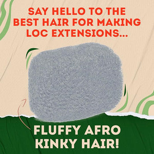 Locsanity Afro Kinky 100% Bulk Natural Human Hair - Braiding Hair for Dreadlocks Loc Repair Dreadlock Extensions Twists Braids - 16 Inches Long 1 Oz