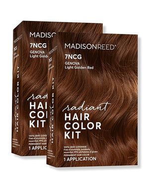 Madison Reed Radiant Hair Color Kit | 7NCG Light Golden Copper (Genova Red) for 100% Gray Hair Coverage | Dimensional Salon-Quality Permanent Hair Dye | PPD-Free &amp; Ammonia-Free | 2 Pack