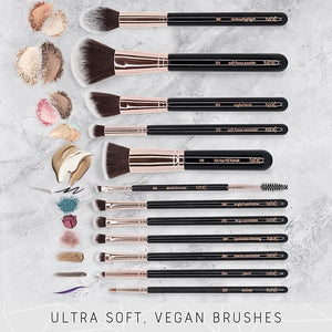 Nir? Beauty 15piece Award Winning Professional Makeup Brush Set: Vegan Makeup Brushes with Case Makeup Sponge Brush Cleaner Guide Gift Box
