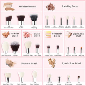 Jessup Brand 25pcs Professional Makeup Brush Set Beauty Cosmetic Foundation Powder Blusher Eye Shadow Blending Concealer Highlight Natural-Synthetic Hair Brushes Set (Rose Carmine/Silver)