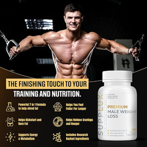 Premium Male Weight Loss - Fat Burner for Men - Supports Healthy Pathways Associated with GLP-1 Activity - Appetite Suppressant Energy Booster Helps Sustain Muscle - 60 Unisex Capsules