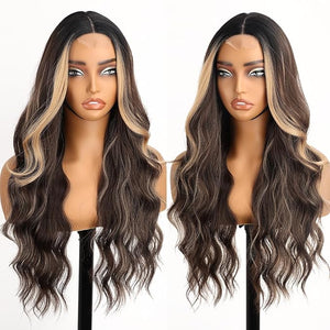 AISI HAIR Mixed Blonde Wig for Women Long Blonde Wavy Lace Hairline Blond WigSynthetic Blonde Wigs for Daily Party