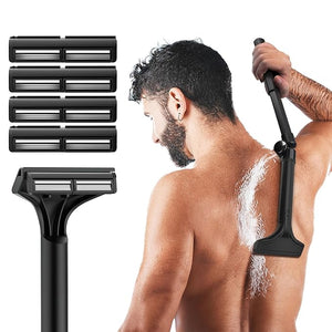 NUBACK Manual Back Shaver for Men with Long Extendable Handle Body Back Hair Trimmer for Men with 4 Replaceable Blades Self-Service Body Groomer Razor