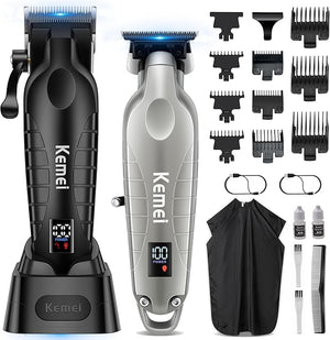 KEMEI 2293 2290D Cordless Hair Clippers for Men ProfessionalHair TrimmerMens Barber Clippers and Trimmers SetElectric Hair Cutting KitClipper for BarbersRechargeable Haircut ToolsSilver