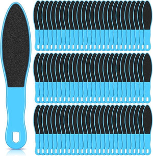 100 Pcs Pedicure Foot File Double Sided Callus Remover Sandpaper Foot Sander Scraper Scrubber with Plastic Handle Heel Rasp Tool for Feet Spa(Blue)