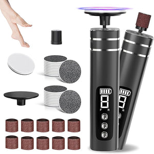 2 in 1 Electric Foot Callus Remover9 Adjustable Speeds Rechargeable Electric Dead Skin Sander Pedicure Tools with Sandpaper Disk and Nail Drill BitsGrinding Heads for Women&ampMen