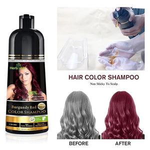 Herbishh Burgundy 3-In-1 Hair Color Shampoo for Gray Hair Magic Hair Dye Shampoo Colors Hair in MinutesLong Lasting500 MlAmmonia-Free