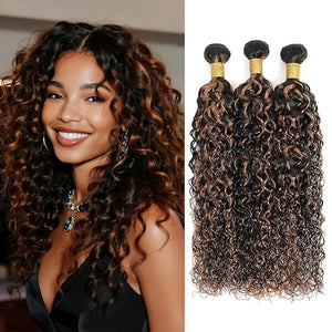 Highlight Curly Human Hair Bundles 20 22 24 Inch Brazilian Remy Virgin 10A Curly 3 Bundles Human Hair Hair Extensions Bundles P1B/30 Highlight