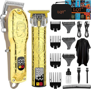 Men¡¯s Gold Hair Clippers Cordless Professional Barber Clippers &amp Trimmers with LED Display Long Runtime Electric Grooming Kit for Haircuts &amp Beard TrimmingGift for Husband Father Boyfrie
