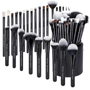 29pcs Black Professional Makeup Brush Set Kabuki Powder Concealers Eye shadows Blush Eyeliner Eyebrow Contour Eye blending Brushes (29pcs brush+black barrel)
