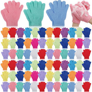 Tegeme 100 Pcs Exfoliating Gloves Bulk Double Sided Nylon Colorful Bath Shower Gloves for Men Women Beauty Spa Massage Shower Deep Clean Body Skin Scrubber Bathing Accessories13 Colors