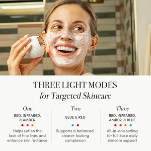 Revive Light Therapy Lux Collection Soniqu? Mini Rechargeable Sonic Face Cleanser Brush with Medical-Grade Blue &amp Red Light Therapy for Face Acne &amp Wrinkle Care Water-Resistant