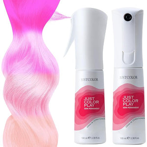 Just Color Hair Dye Spray | Semi-Permanent | Adjustable Tone | Sets in 10 Minutes | Stain-Free | Lasts 8-12 Washes | Pink Cosmos Hair Dye Spray | Ammonia &amp PPD Free | Pack of 2