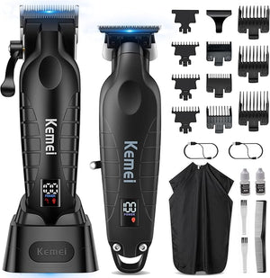 KEMEI 2293 2290D Cordless Hair Clippers for Men ProfessionalHair TrimmerMens Barber Clippers and Trimmers SetElectric Hair Cutting KitClipper for BarbersRechargeable Haircut ToolsBlack