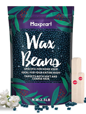 Maxpearl Wax Beads for Hair Removal 2.5lb Hard Wax Beans Refill Bag for Brazilian Bikini Face Eyebrows Underarms Arms Chest Back Legs Coarse Body Hair Specific