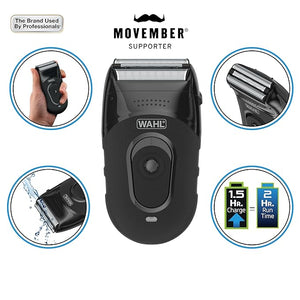 Wahl Compact Rechargeable Lithium Ion Shaver Kit with Hygienic Rinseable Foils &amp Cutter Bar with Dual Flexible Foils That Move with The Contours of Your Face - 7065