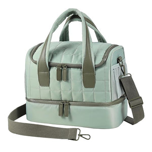 Nail Polish Organizer Case Fits Nail Lamp and 50 BottlesQuilted Nail Organizers and Storage for Nail TechWater Proof Nail Polish Storage Bag Fits Nail Kit Manicure Tools (Patented)-Green