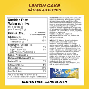 Pure Protein Bars, Non-Gmo, Lemon Cake Flavor, Value Pack, 50g, 6 count Box, Imported from Canada)