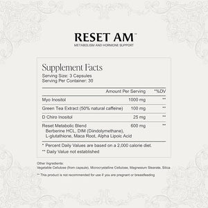Paulina FITNESS Reset AM Metabolism and Hormone Support Supplement | Appetite Regulation Metabolism Support Enhanced Energy and Mood Hormones | for Holistic Wellness | 90 Capsules