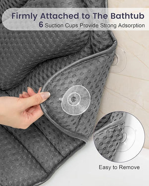 Bath Pillow Bath Pillows for Tub Neck and Back Support Soft 4D Air Mesh Bathtub Pillow 16.5 x 17.3 INCH with 6 Powerful Suction Cups Bath Accessories Relaxing Gifts for Women (Grey)