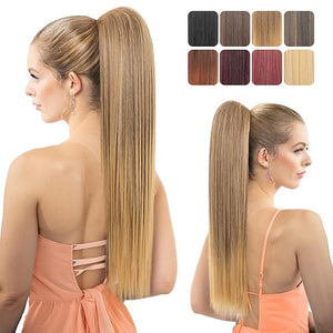 Ponytail Extension 24 Long Straight Claw Clip Ponytail Extension clip on ponytails hair clip Hair claw clip Fake Ponytail Hairpieces for Women ? Sandy Blonde/Caramel Rooted