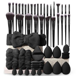 Professional Makeup Tools Set 54pcs set Cosmetic Brush &amp Sponge &amp Puff &amp Headband &amp Brush Cleaning Bow SetFacial Makeup &amp Cleaning Accessories Makeup Products Gift for her