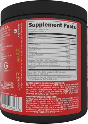 Bucked Up - Woke - HIGH STIM Pre Workout - Best Tasting - Focus Nootropic Pump Strength and Growth 30 Servings (Blood Raz)