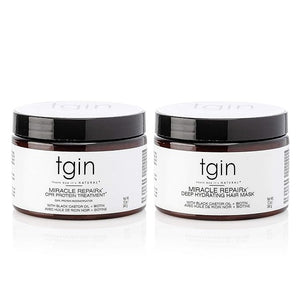 tgin Miracle RepaiRx Strengthening CPR Protein Treatment &amp; Deep Hydrating Hair Mask, for Curly, Coily and Wavy Hair, Repairs, Protects, and Restores Damaged Hair, 12 oz, (Set)