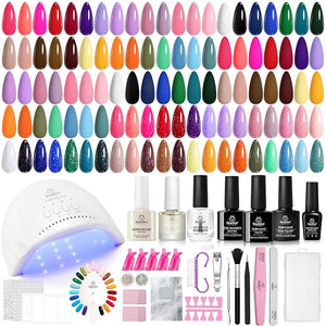 Beetles 69 Pcs Gel Nail Polish Kit with U V Light - 35 Colors Gel Polish Nail Kit with with Base &amp; Glossy Top Coat Soak Off DIY Salon Beginner-friendly Manicure Nails Stuff Gifts for Women Teens G