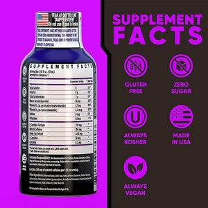 Vitamin Energy Immune+ Extra Strength Energy Shot Grape 8 Pack 260mg Natural Caffeine B-Vitamins Citicoline Green Tea Immunity &amp Focus Support Zero Sugar Gluten-Free 1.93 fl oz