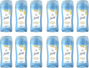 Secret Antiperspirant and Deodorant for Women 24hr Sweat &amp Odor Protection PH Balanced Protection Gentle on Skin Invisible Solid Spring Breeze Scent 2.6 oz (Pack of 12)