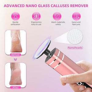2 in 1 Electric Foot Callus Remover9 Adjustable Speeds Rechargeable Electric Dead Skin Sander Pedicure Tools with Sandpaper Disk and Nail Drill BitsGrinding Heads for Women&ampMen
