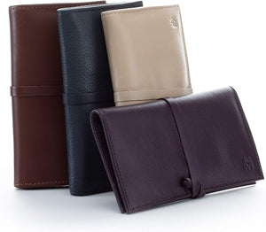 GERMANIKURE 7pc Manicure Set in Dark Purple Leather Case - FINOX Stainless Steel Tools Made in Germany, Glass Nail Care Supplies Made in Czech Republic ? Professional Cuticle and Nail Care Kit