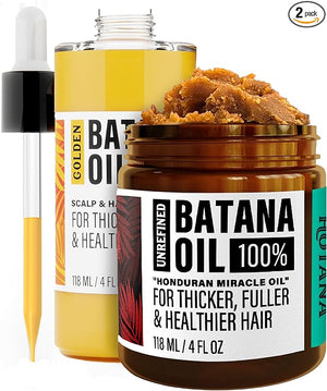 The-Mix-Up Hotana Batana Oil for Hair Growth | Unrefined + Golden Batana | Dr. Sebi's Formula | 4oz + 4oz