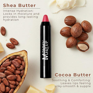 Mommy Makeup Triple Sticks Lipstick, Cream Blush &amp; Treatment All-In-One with Shea &amp; Cocoa Butter - Soft &amp; Creamy Moisturizing Lip Crayon For Lips &amp; Cheeks (Mon Cherie)