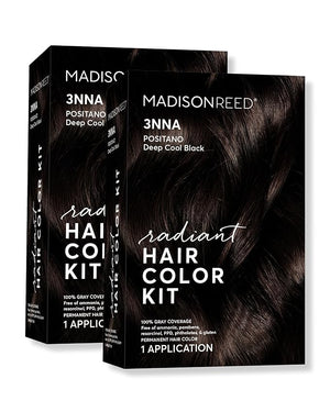 Madison Reed Radiant Hair Color Kit | 3NNA Cool Black-Brown with Ash Undertones (Positano Black) for 100% Gray Hair Coverage | Dimensional Permanent Hair Dye | PPD-Free &amp Ammonia-Free | 2 Pack