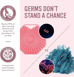 Sud Scrub¢ç Antimicrobial Silicone Body Scrubber Exfoliating Body Scrubber for Sensitive Skin Eco Friendly Shower Scrubber for Body Silicone Body Brush for Showering Pink