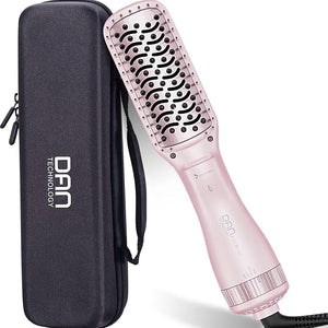DAN Technology Hair Dryer Negative Ion 3 in 1 Paddle Brush Dryer &amp Styler Pink 600W for Damaged Hair with 2 Speeds 3 Heating Settings Nylon Material ALCI Safety Plug [IN] Hair Care or Bea
