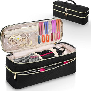 Large Capacity Double Layer Travel Storage Bag for Hair Dryers Styling Tool with Multiple Compartments Padded Protect Multiple Compartment Hair Dryer Travel Bag for Women