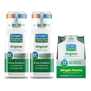 SmartMouth Original Activated 2-Pack Mouthwash &amp Single Packs Travel Mouthwash Fresh Mint