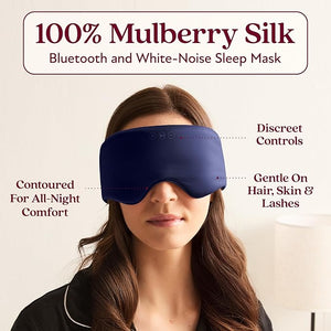 SilkSound 100% Mulberry Silk Bluetooth Sleep Mask Skin-Friendly Sleeping Eyemask with Bluetooth Headphones Sleep Gifts for Women Silk Eye Mask Headband Headphones for Sleeping Side Speakers