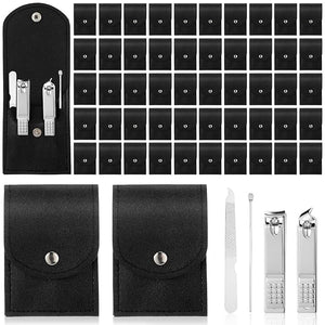 Geosar 50 Set Travel Manicure Kit Bulk Professional Nail Clippers Pedicure Nail Care Tools Grooming Stainless Steel Set with Portable Travel Case Gift for Christmas Men Women(Black)