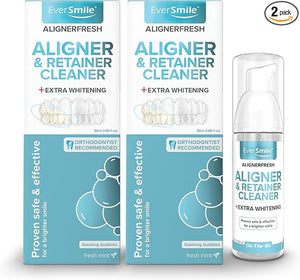 EverSmile AlignerFresh Extra Whitening Foam ? Cleaner Compatible w/Invisalign and All Clear Aligners and Retainers ? Eliminates Bacteria Whitens Teeth Fights Bad Breath ? 50ml (2 Pack)